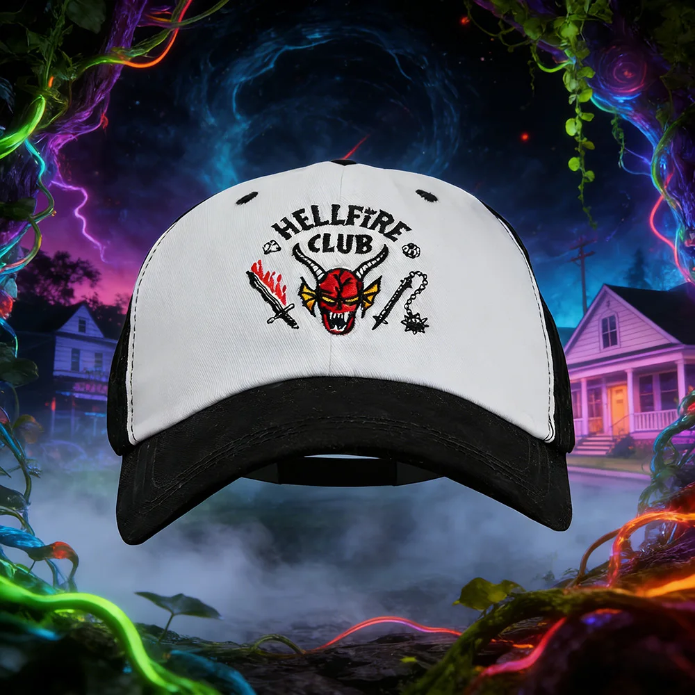 Gorro Oficial de Stranger Things, Hellfire Club, Accesorio de Moda Coleccionable, Negro y Blanco, Uso Casual, Regalo de Cumpleaños