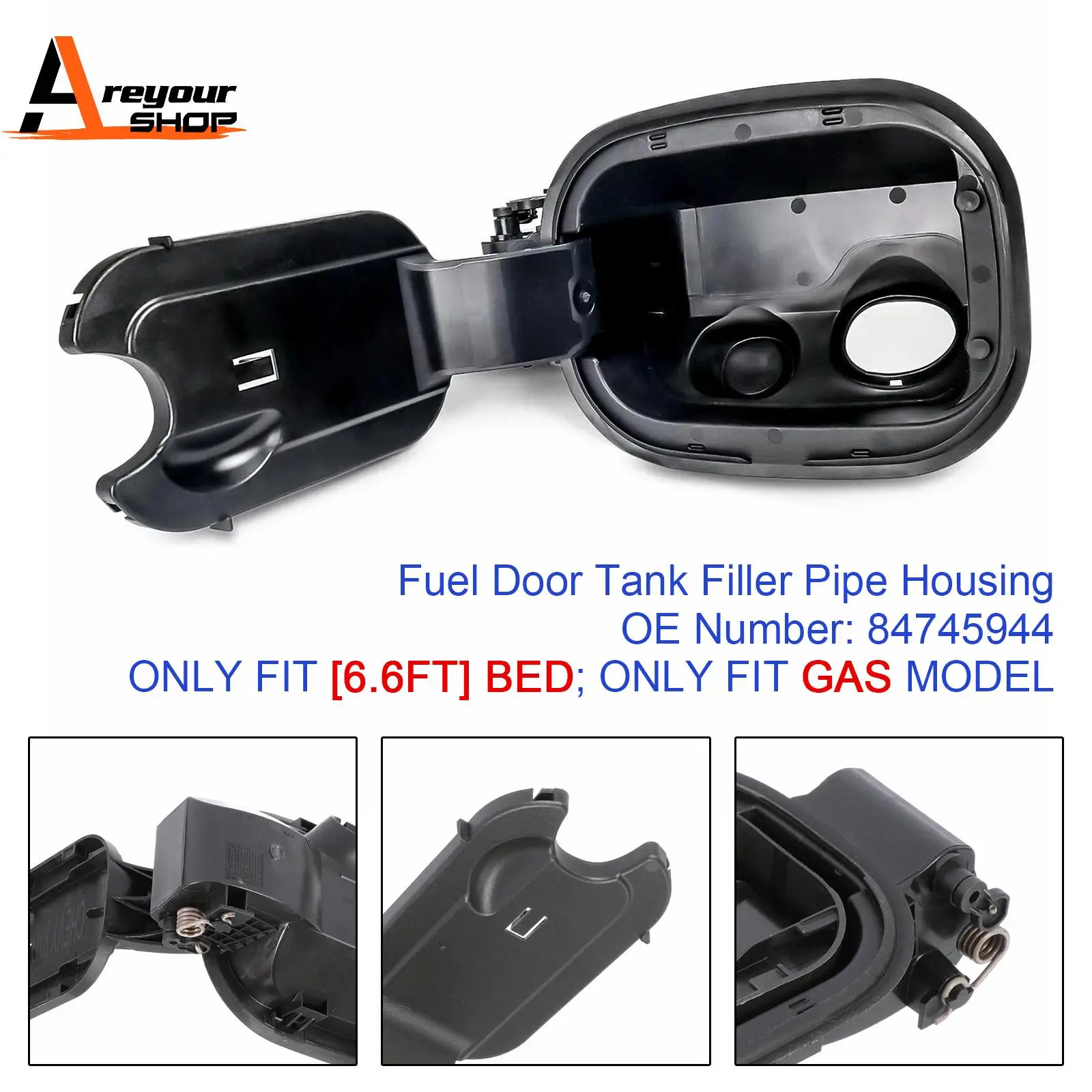 

Areyourshop Fuel Door Tank Filler Pipe Housing 84745944 for Chevy Silverado 1500 6.6FT 2019-2024