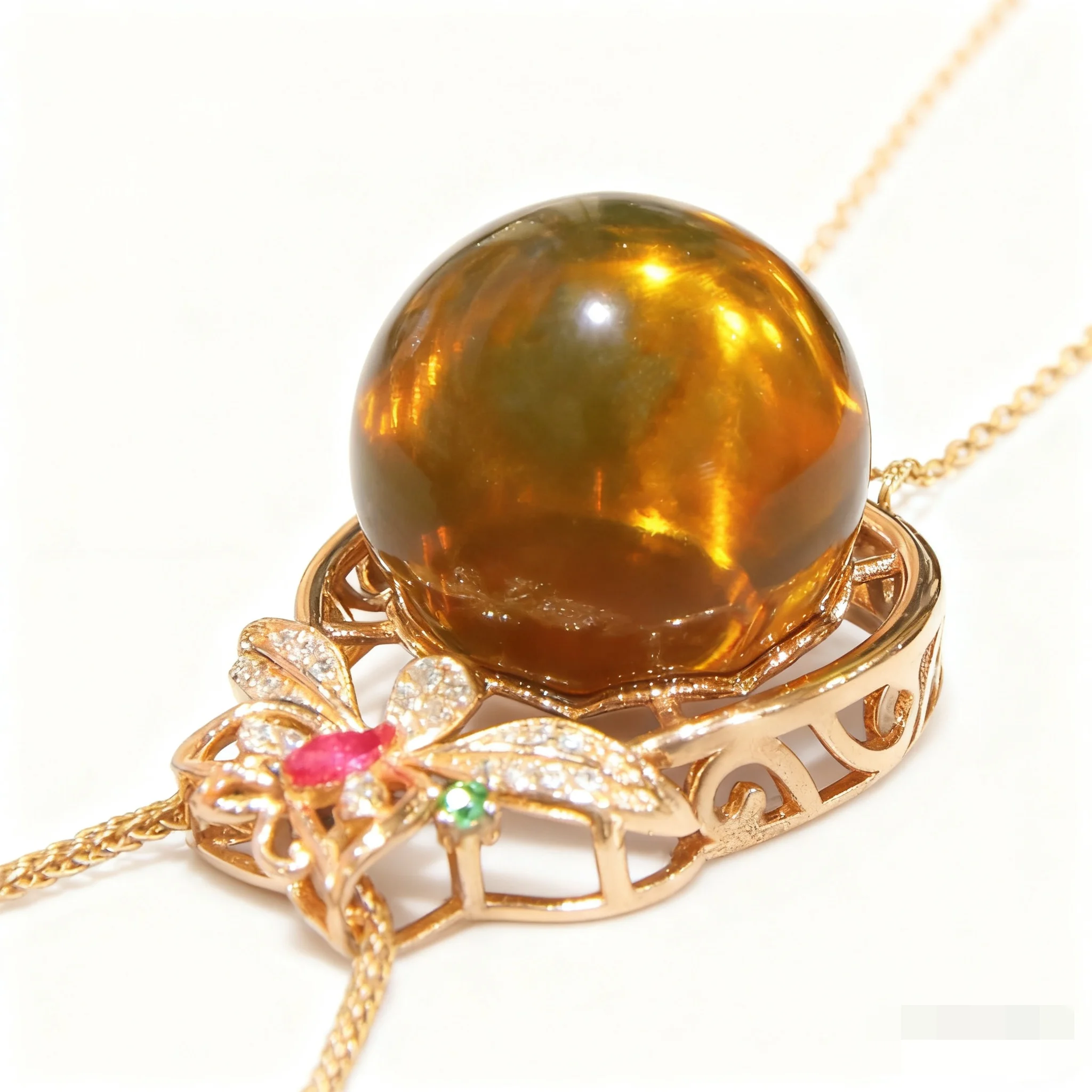 Natural Mexican Blue Amber Pendant 17mm Solid Silver Vintage Filigree Openwork Hollow Floral Design Handmade Jewelry