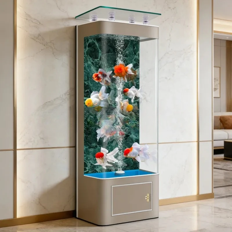 Sintered Stone Aquarium Vertical Fish Tank for Living Room Modern Home Decor Medium Size Smart Background Panel Stand