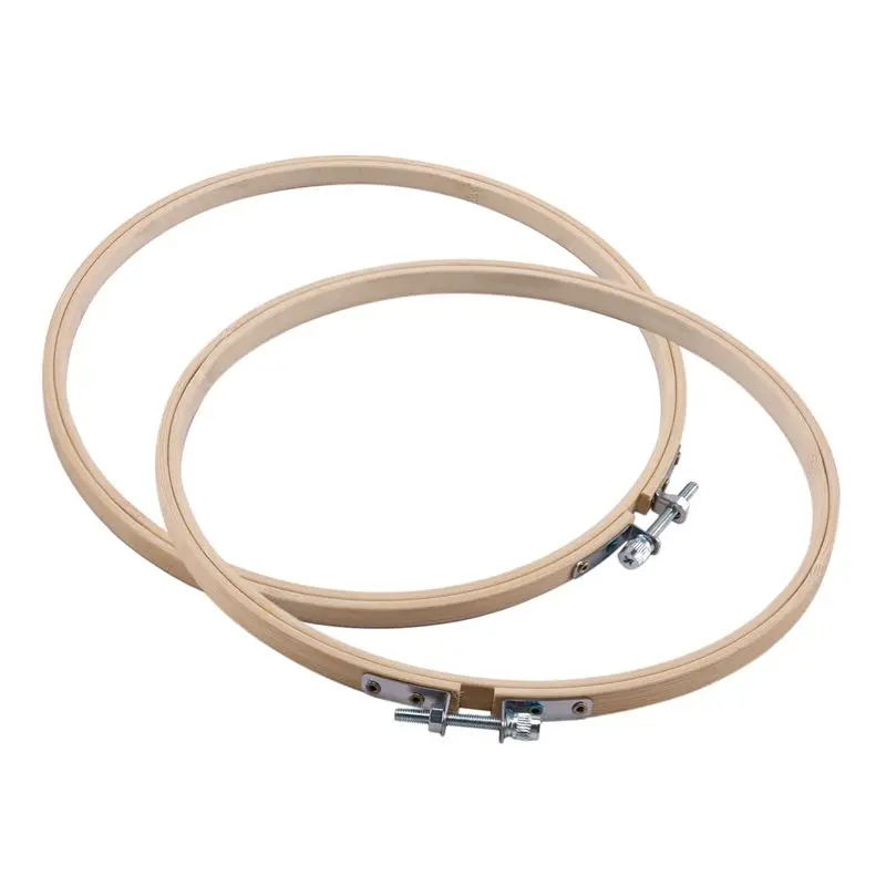 AT59 24 قطع 8 بوصة خشبية مستديرة التطريز الأطواق قابل للتعديل الخيزران دائرة عبر غرزة هوب الدائري السائبة بالجملة