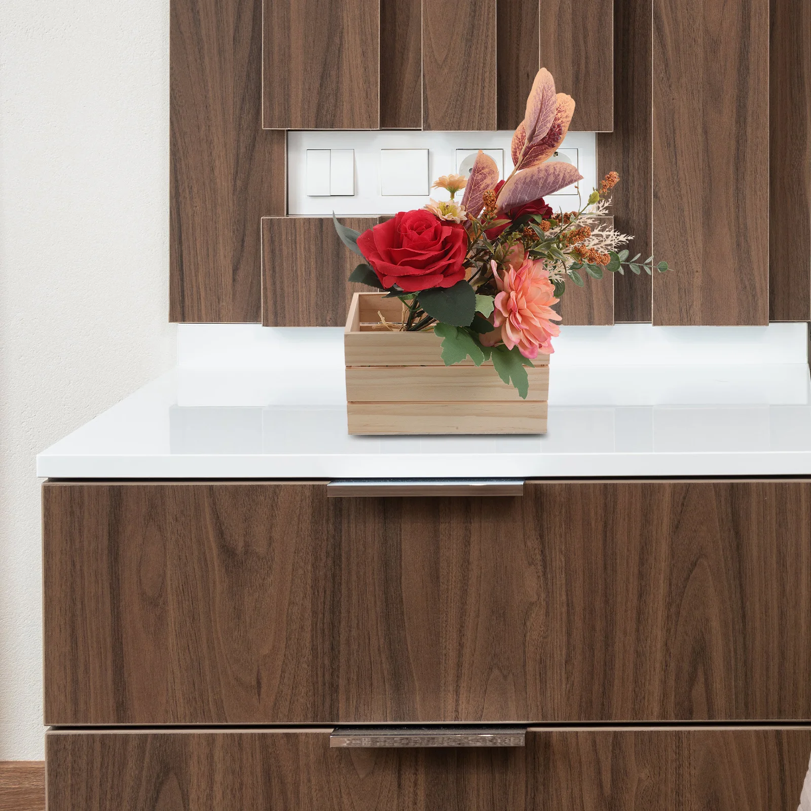 16.5x10.5 سنتيمتر صندوق تخزين خشبي متعدد الوظائف الزخرفية قفص المجففة زهرة عرض خشب متين المنظم مكافحة الأعلى التخزين