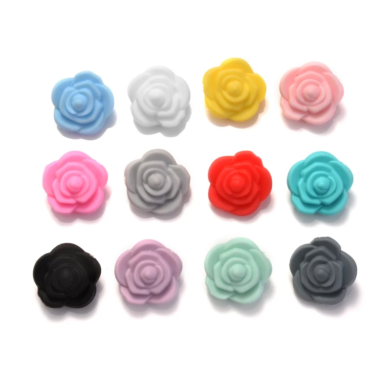 10Pcs Silicone Teether Beads Flower Ball Bow Heart Rainbow Tiny Rod Teething Beads for Necklace Baby Shower Gift BPA Free