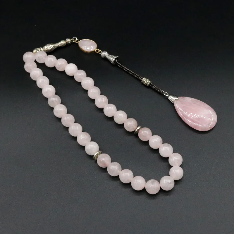 33 Arabic Bracelet Natural Pendant Gemstone 8mm Tasbih Ramadan Festival Gift Middle East Gift Pink Tesbih Prayer