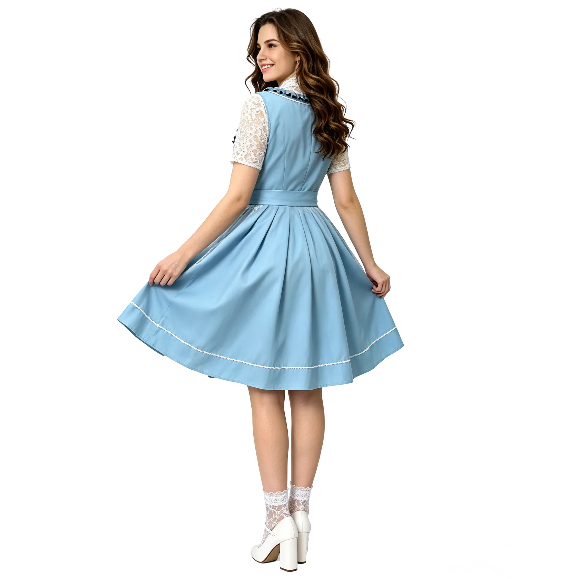 Adult Women Traditional Cosplay Costume Beer Festival Maid Tops with Dress Set Carnival Theme Party Role Playing Outfits - view 3