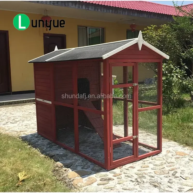 Walk In Wooden Chicken Coop Asphalt Roof Durable Outdoor Poultry House All Season Weather Resistant Shelter for