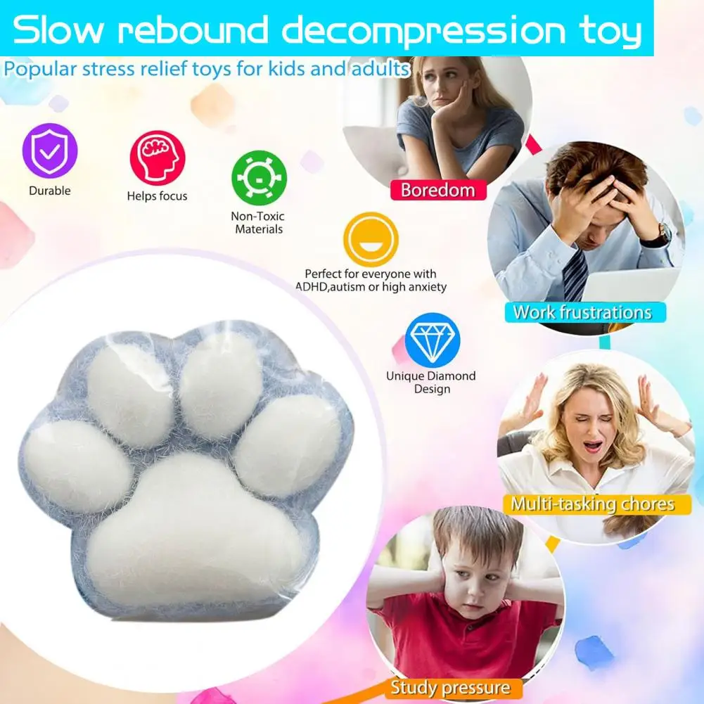 Bola de pata de gato para aliviar el estrés, juguetes para aliviar el estrés con pata de gato Kawaii para niños, pelotas antiestrés divertidas, juguetes para apretar, recuerdos de fiesta, cesta de Pascua