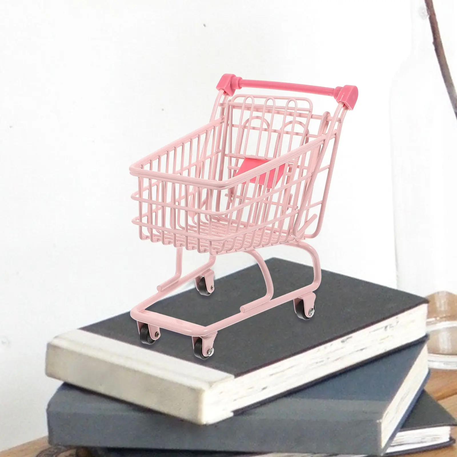 

Pink Shopping Mini Cart Prop Iron Toy Trolley Small Shopping Cart Small Size Home Decor Storage Outdoor Photoshoot