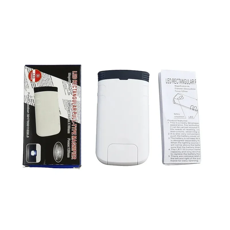 عدسة مكبرة 4X مع 3 مصابيح LED - مجهر جيب قابل للطي للمجوهرات والقراءة والحرف اليدوية (عدسة مضيئة محمولة، عدسة عالية الدقة)