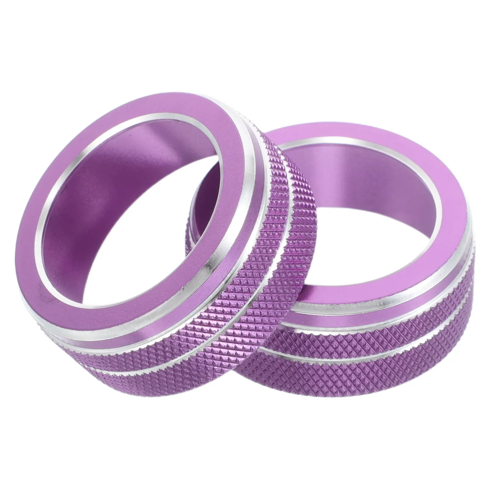 2Pcs Car Air Conditioner Knob Decor Rings Aluminum Alloy Trim Covers for Vehicle Interior Auto Accessories