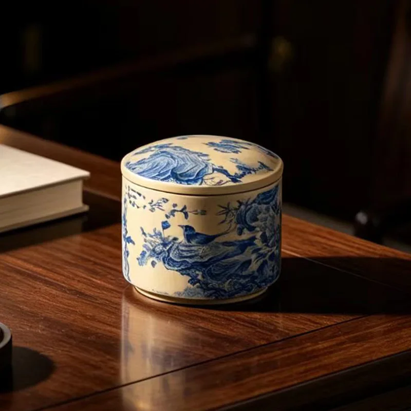 Tea storage jar vintage oriental ceramic airtight porta chá for tea leaf storage ceramic canister tabletop present home decor