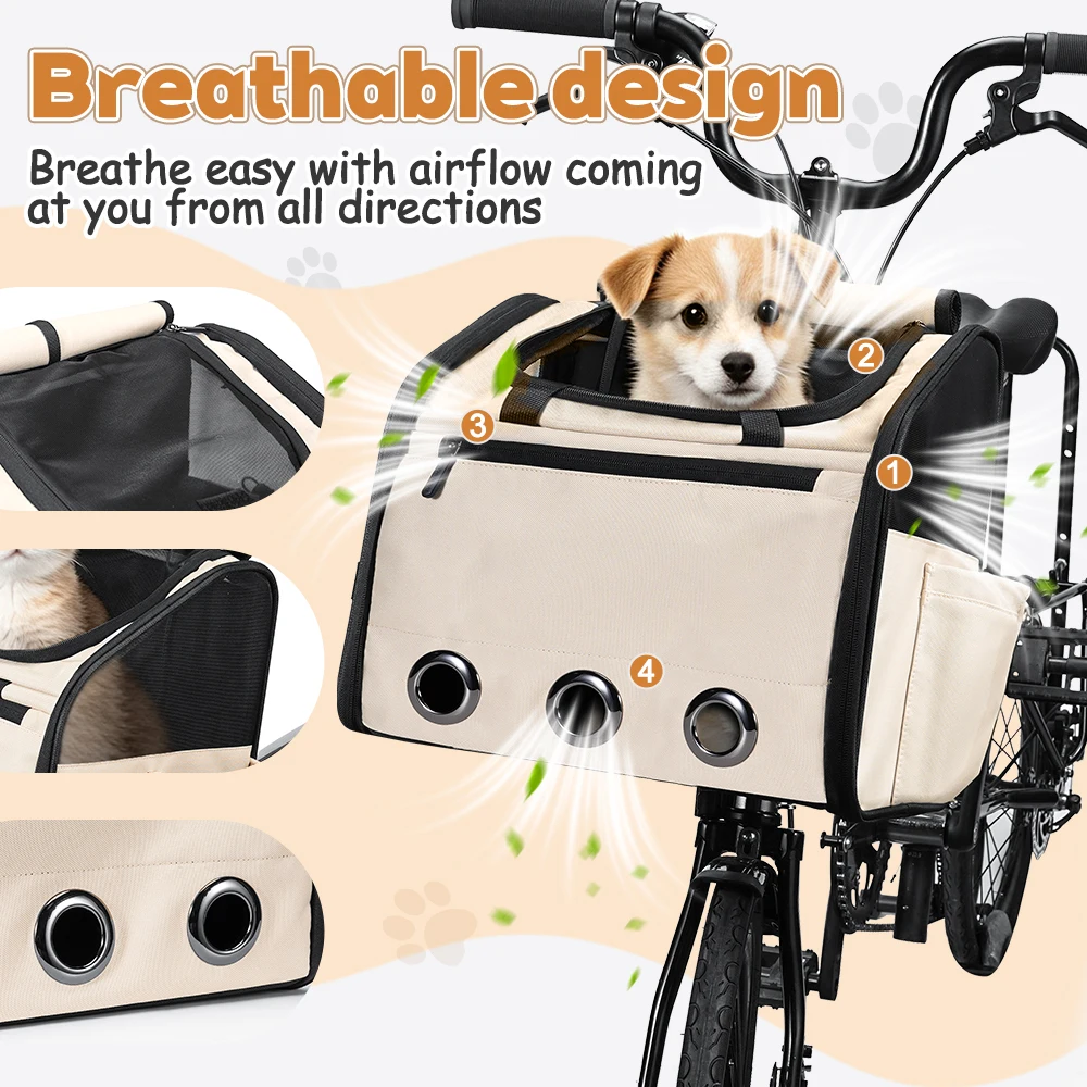 NEWBOLER Brompton Faltbare Fahrradtasche, Haustiertasche, tragbare Fahrrad-Fronttasche, faltbare Outdoor-Reisetasche für Katzen und Hunde – Detail 5