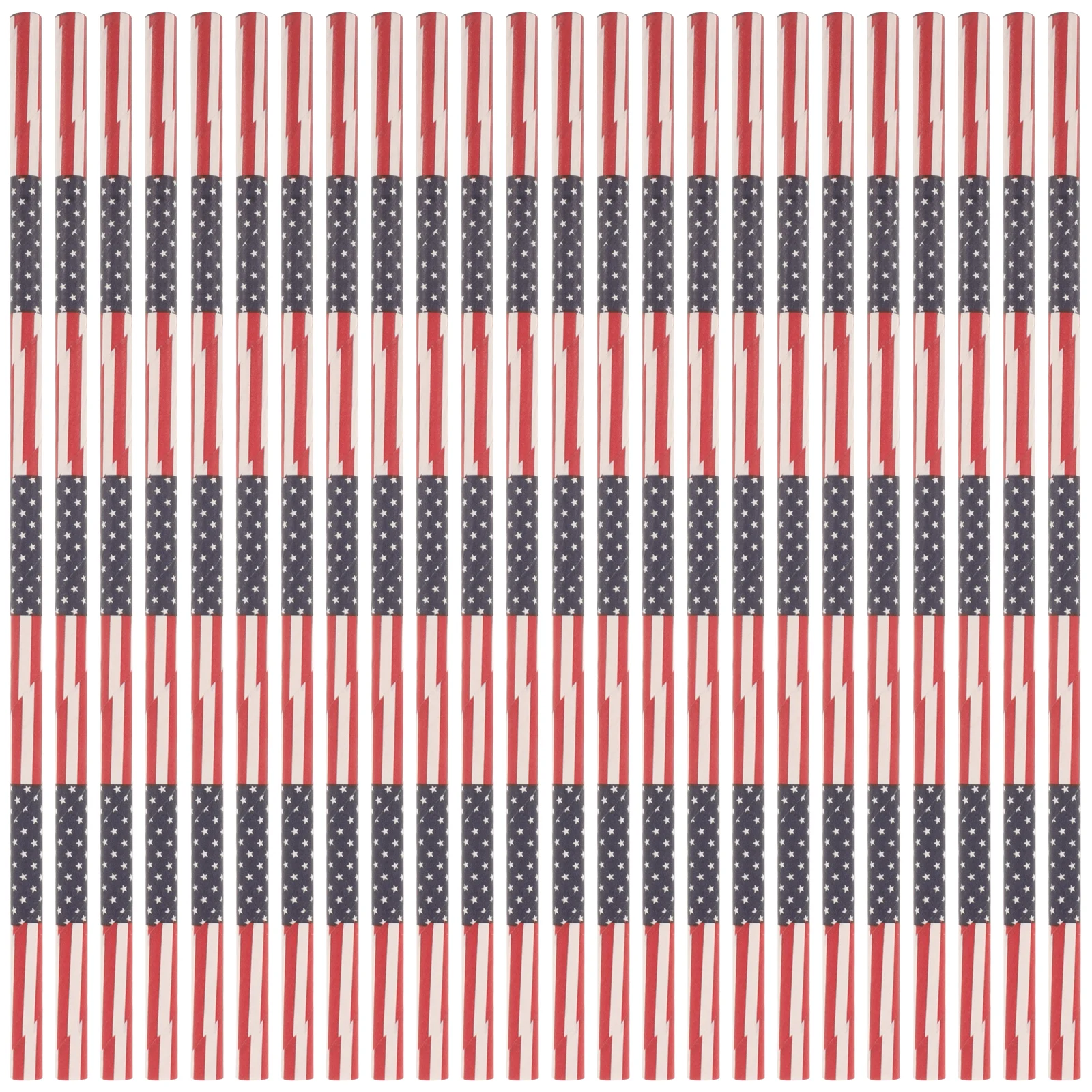 

50pcs Biodegradable Paper Straws Star Stripe Pattern Food Safe Non-Plastic Cup Mason Jar Compatible Durable 4Th Of July