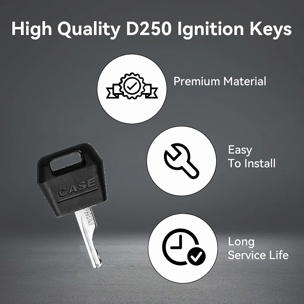1/5/10/30/50 Pcs Ignition D250 Key Accessories for Case Skid Steer Loader International Tractor Dozer Backhoe1835c, Starter Key