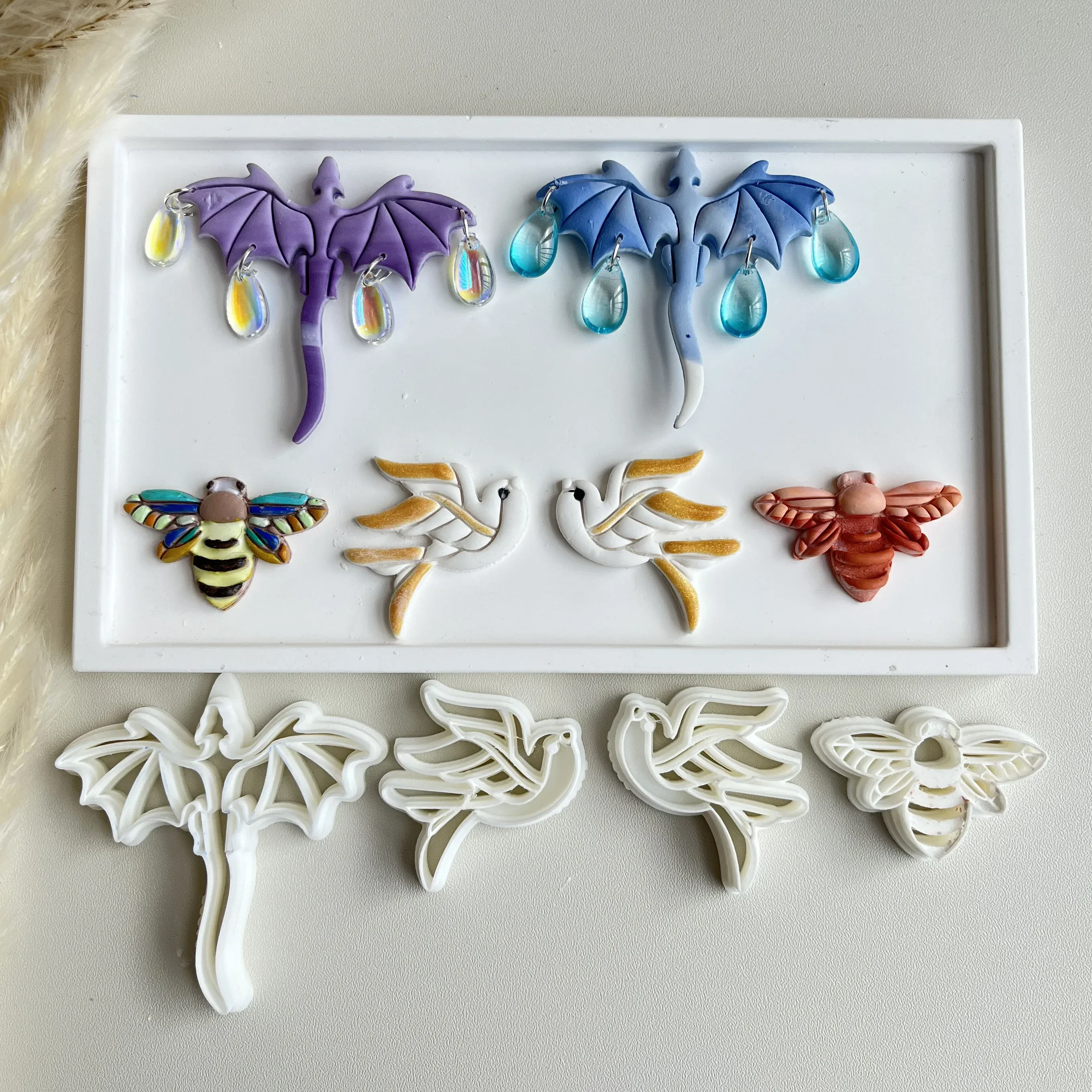 Exquisite Unique Patterns Dragon/Bee/Swallow Shape Polymer Clay Molds Cutter Tools For DIY Handmade Drop Earrings Jewelry Making