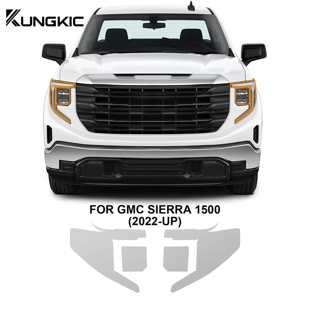 Car Headlight Rearview Film for GMC Sierra 1500 2022-2025 B Pillars Transparent Anti-scratch Paint Protection Film Decal Styling
