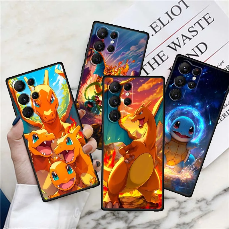 

P-Pokemon Popular Cartoon Phone Case For Samsung Galaxy S25 S24 S23 S22 S21 S20 S10 Ultra Plus FE 5G Black Soft TPU Cover