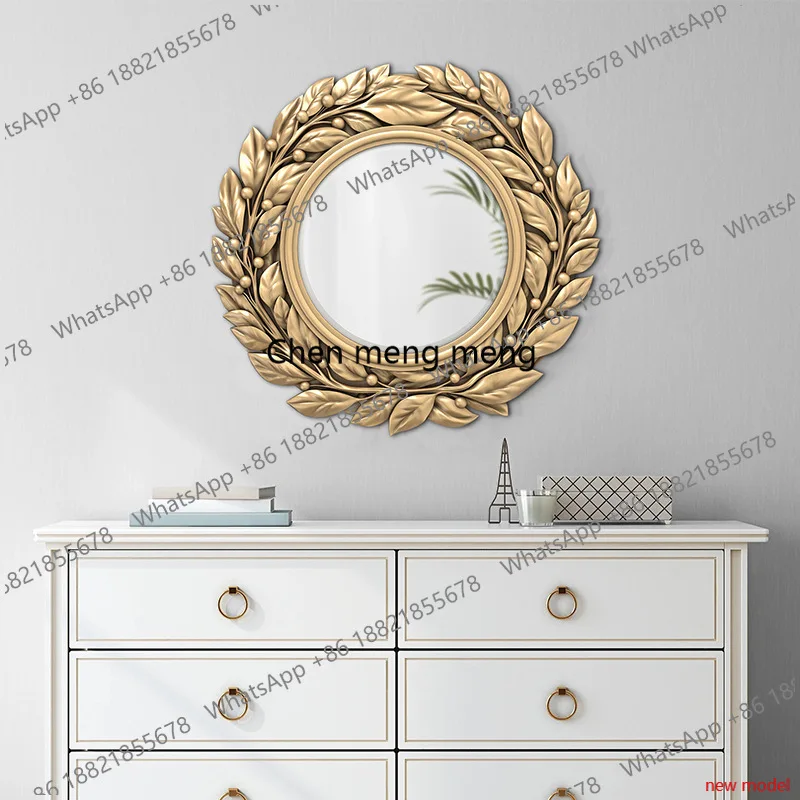 Decorative mirror hanging wall hanging round carved dining side mirror restaurant wall creative wall decoration h178