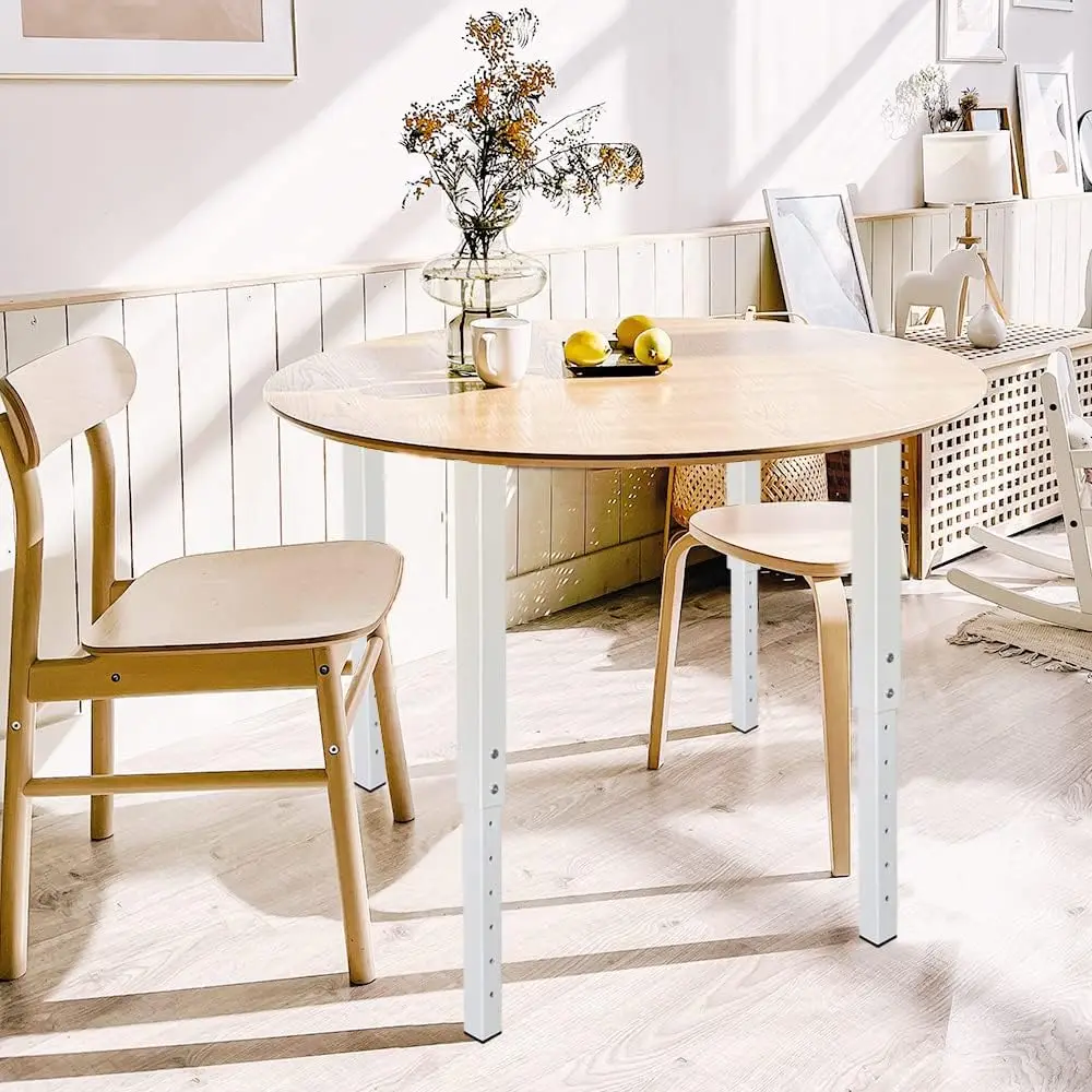 Perna de mesa quadrada ajustável, 24-40 polegadas, 60-100 cm, pernas de mesa DIY personalizadas para escritório doméstico, conjunto de pernas de móveis (4, branco)