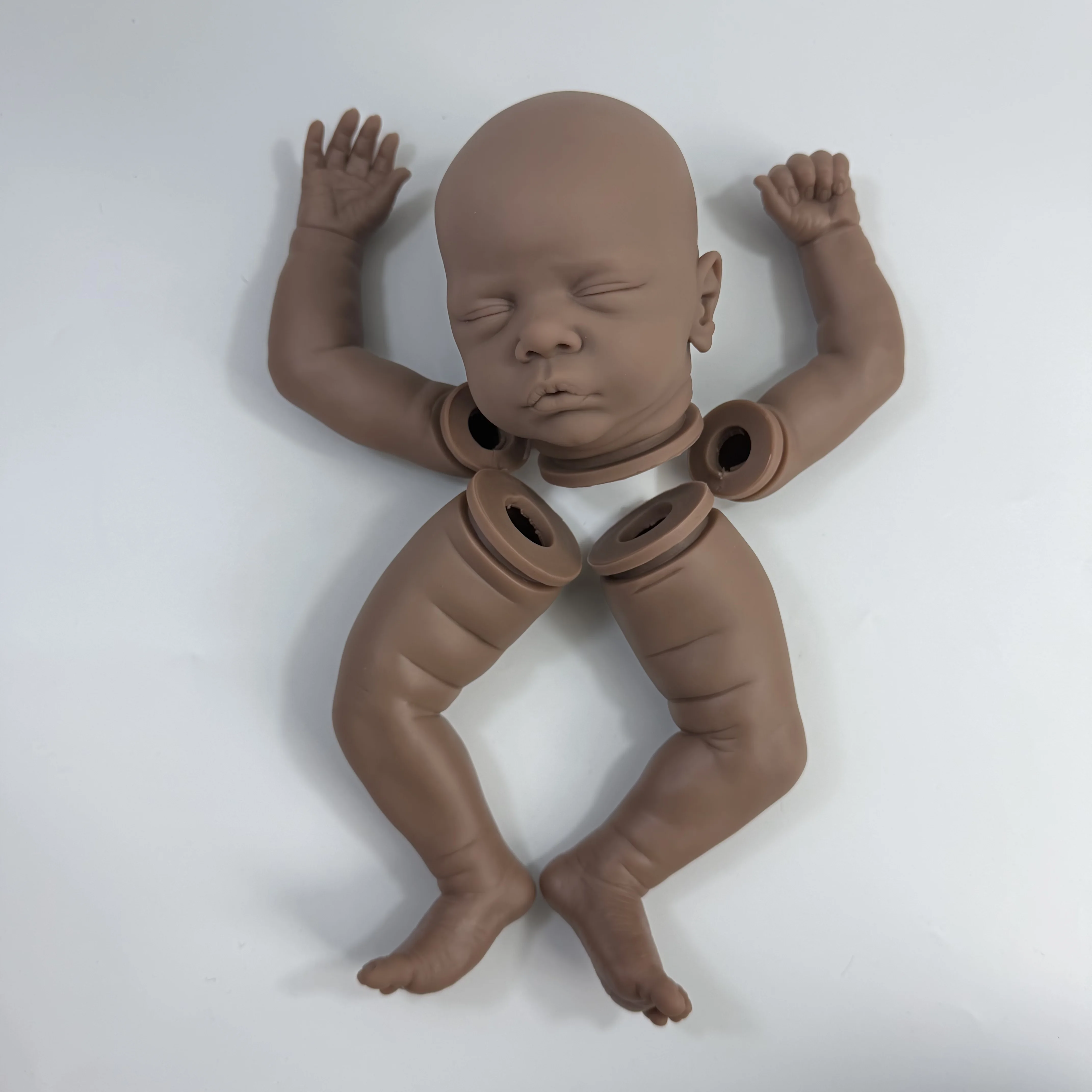 19 Inch Dark Skin Unpainted Reborn Doll Kit Romy Unfinished Vinyl Newborn Doll Parts With Cloth Body