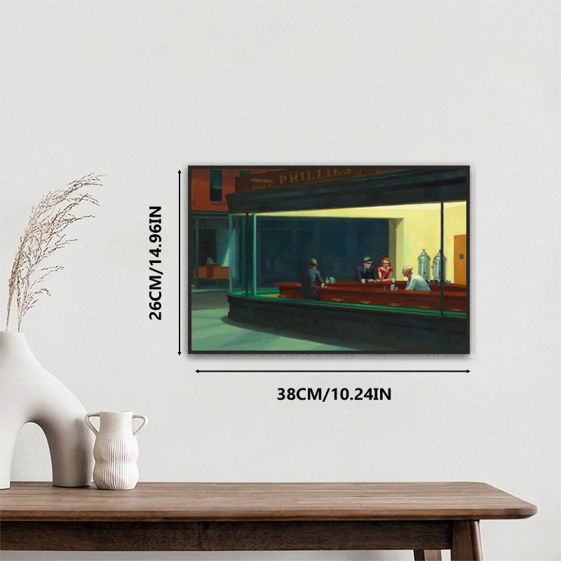 ミニ 500ピース パズル: エドワード・ホッパー ナイトホークス - 15x10インチ (38x26cm) |   完璧なクリスマスプレゼントのアイデア、大人向けの小さなジグソーパズル