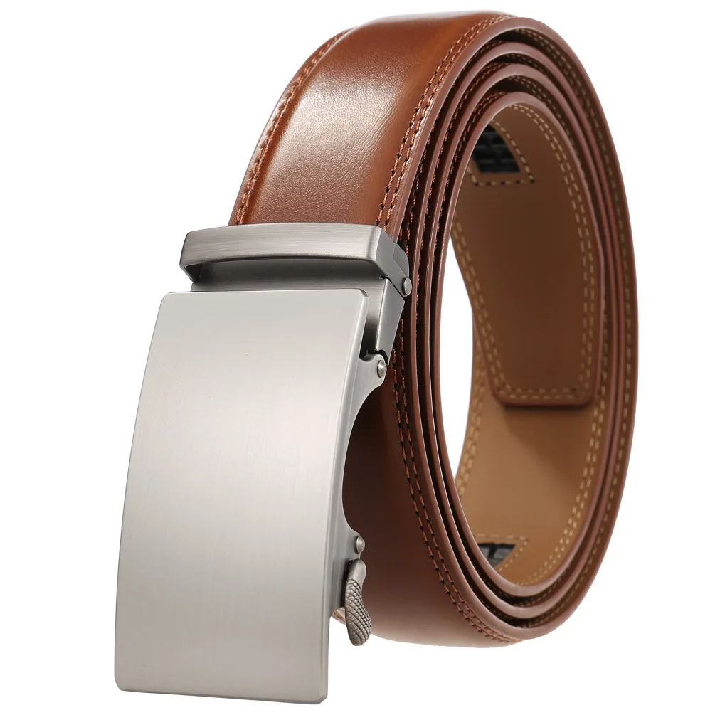 

Men's Belt Leather Strap Male Waistband Automatic Buckle Business Ratchet Belts for Men High Quality Girdle Belts No Holes