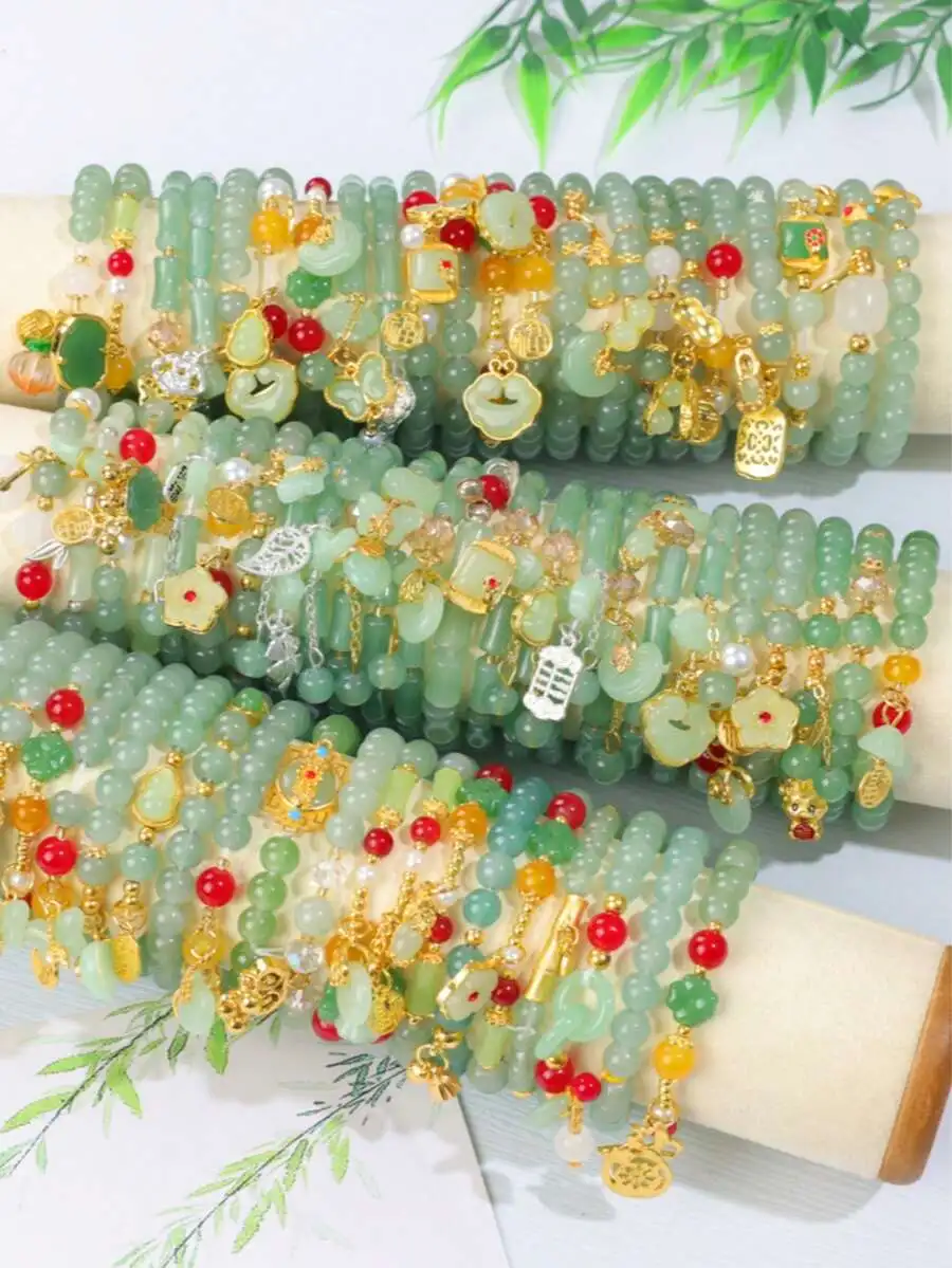

10/20 Pieces Mixed Chinese Style Beaded Elastic Charm Bracelets For Women Daily Wear