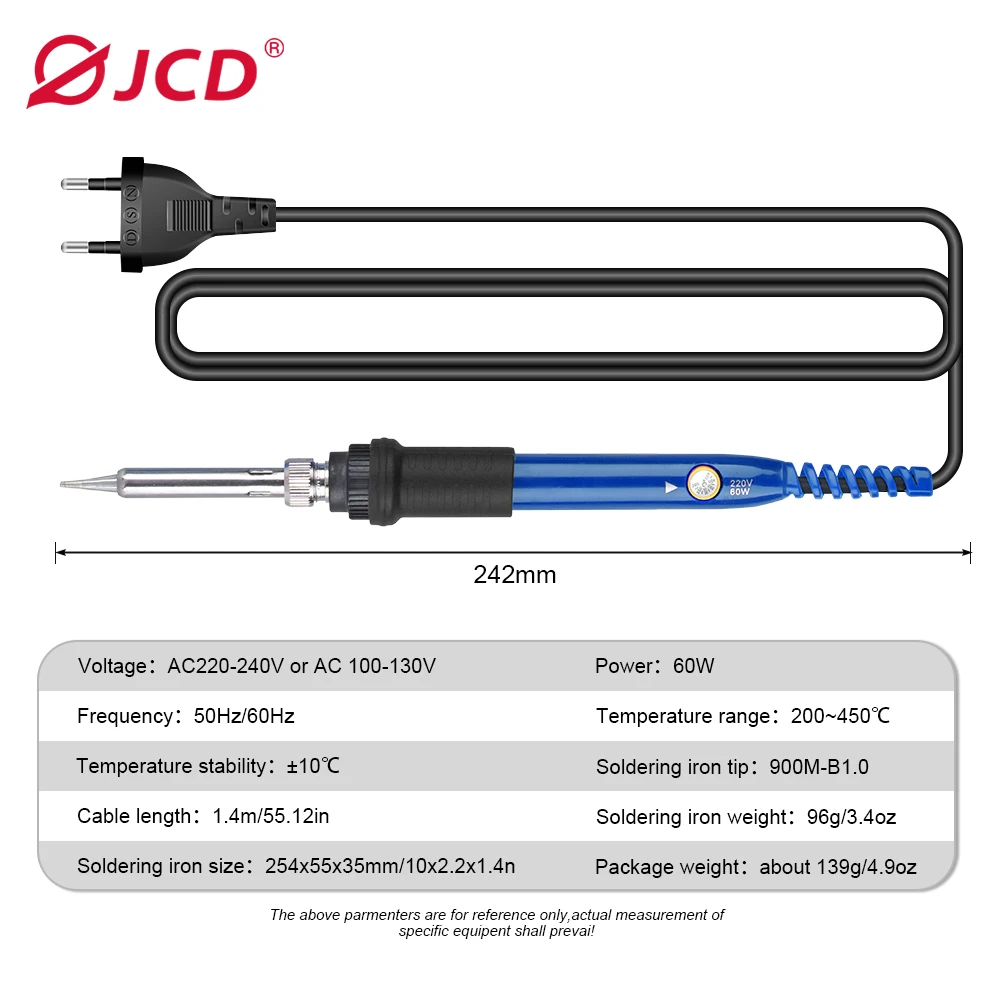 Imagem -03 - Jcd-ferro de Solda Elétrico com Temperatura Ajustável Estação de Retrabalho Lápis de Calor Dicas Ferramentas de Reparo 220v 110v 60w 80w