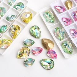 7x10mm Glitter Drop Rhinestones For Nails Decoration Pointback Nail Charm Gems Glass Crystal Strass For Jewelry Making