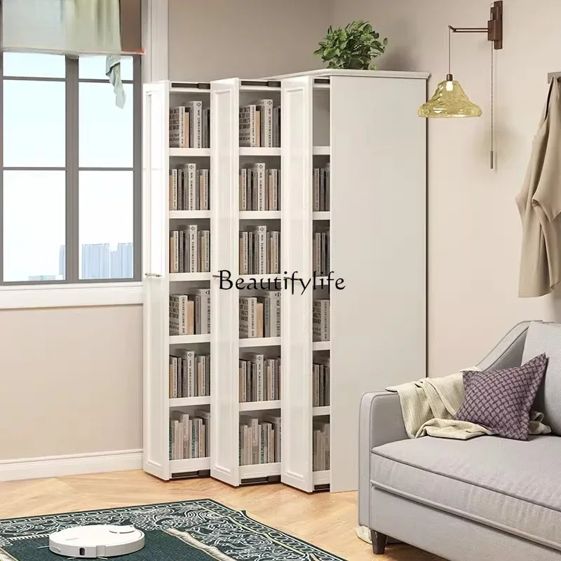 

Z.**Pure solid wood bookcase dustproof floor removable hidden pull-out storage cabinet with wheel drawer invisible rack