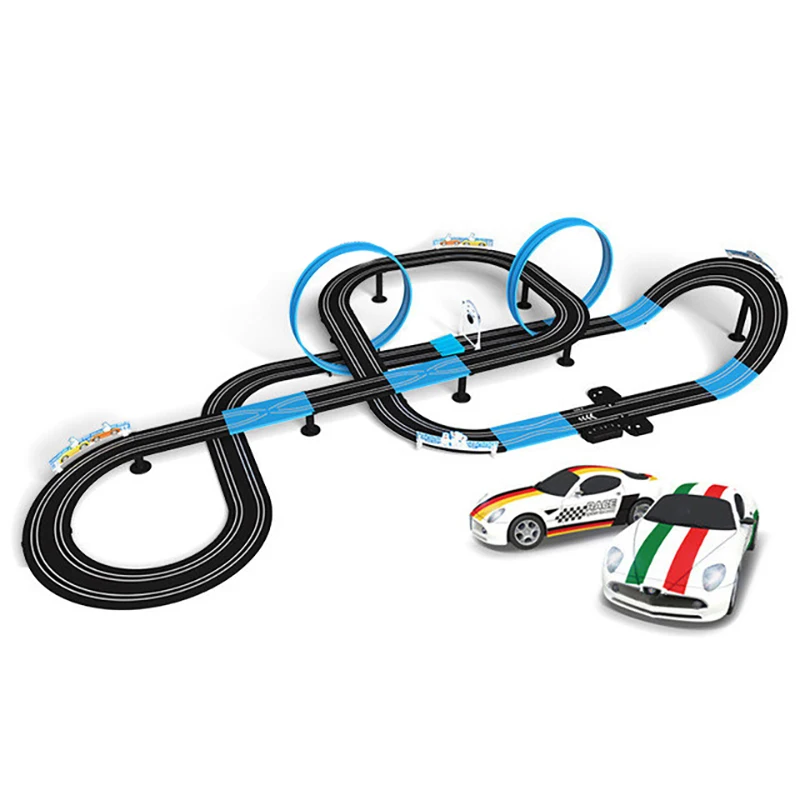 Set di giocattoli per binari ferroviari elettrici doppio telecomando per auto da corsa pista Autorama Circuit Voiture Toy per regalo per bambini