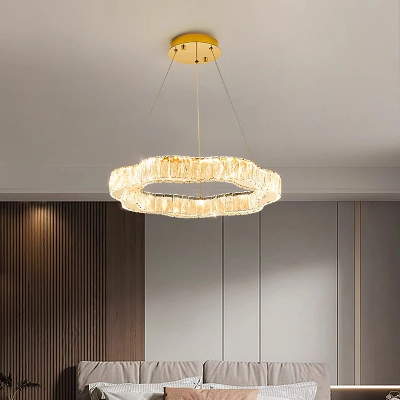 Imagem -05 - Decoração para Casa Luzes Pingente Luxo Cristal Sala Lustre Quarto Lâmpada Pingente Luz de Teto Iluminação Interior