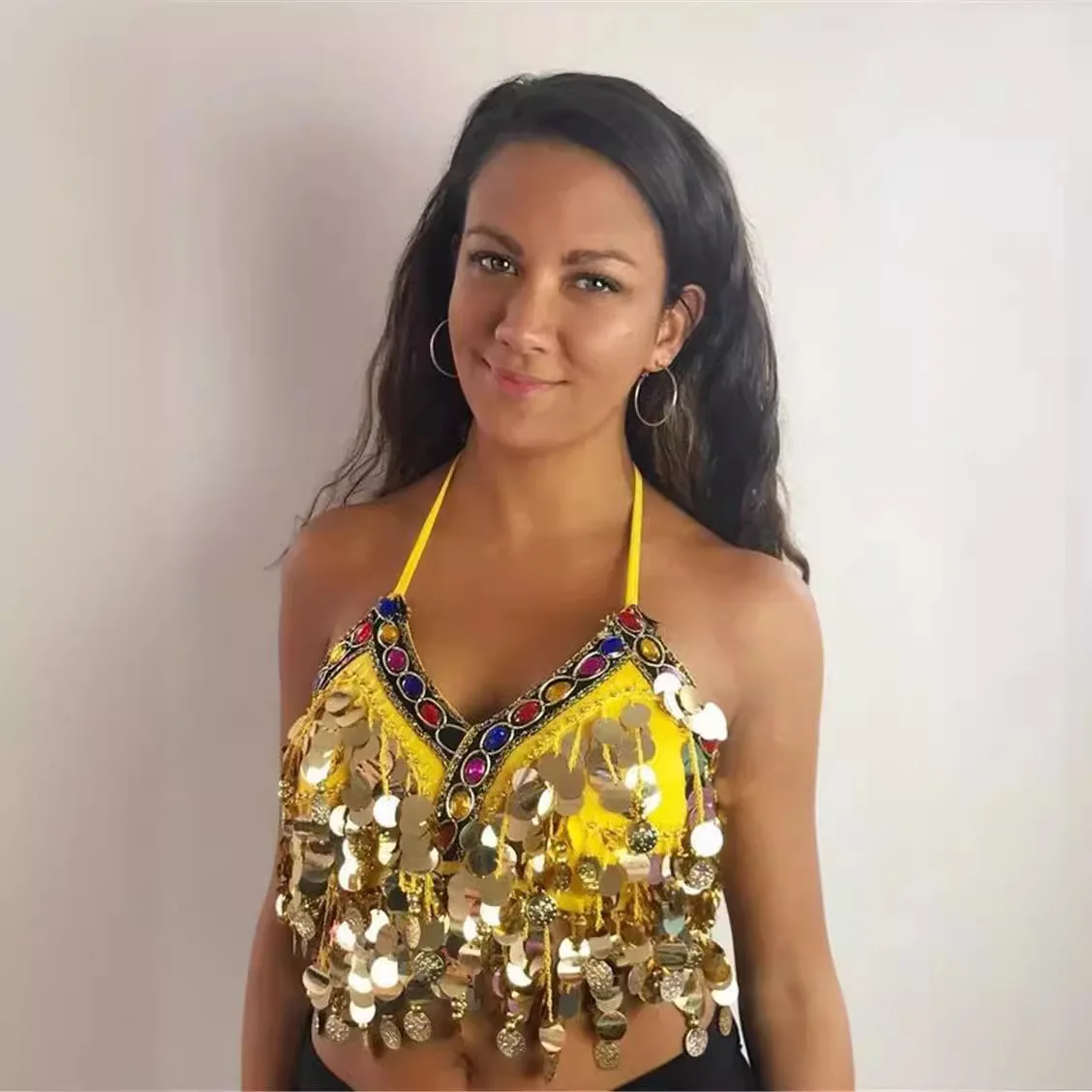 New Original Handmade Gemstone Sequins Colorful Beads Bikini Inner Women's Tank Top