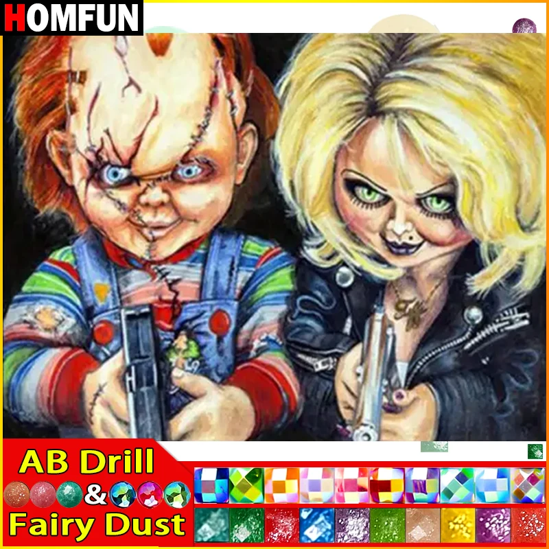 

HOMFUN Fairy Dust AB Full diamond Painting "Cartoon Characters" Resin Drill Embroidery 5D Diy Diamond Painting Handmade gift