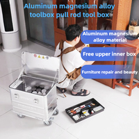 Aluminum Alloy Pull Rod Toolbox Repair Outdoor Wheels Tool Box Organizer Workshop Mechanic Tool Case Storage Electrician Home