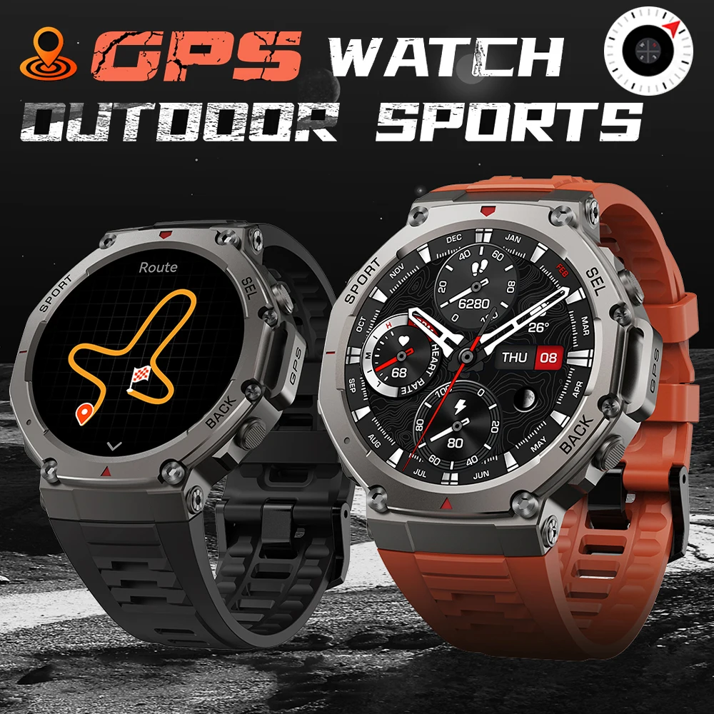 

T-Rex 3 GPS Smart Watch AMOLED 5ATM Waterproof Built-in Dual-band GNSS Compass Military Sport Smartwatch Men 2025 New for Xiaomi