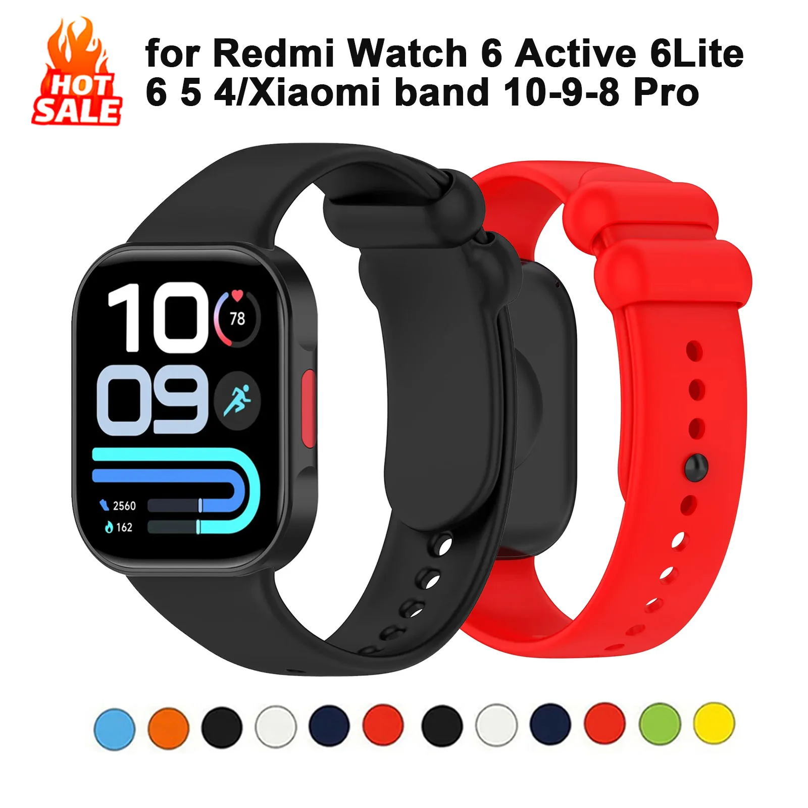 Wristbands For Redmi Watch 6 Lite 6Active 6 5 4 Sport Silicone Strap For Xiaomi Smart Band 10/9/8 Pro Soft Bracelet Accessories