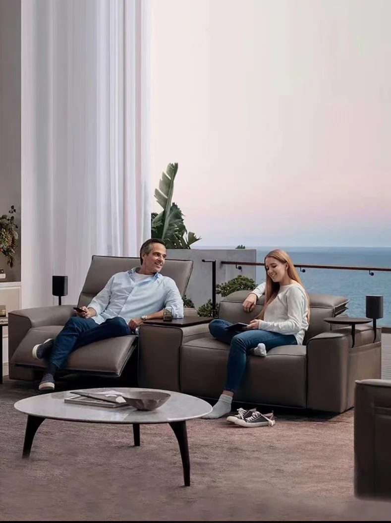 

#For Italian Minimalist Smart Home Theater Sofa Genuine Leather Fabric Foldable for Living Room Villa School Apartment