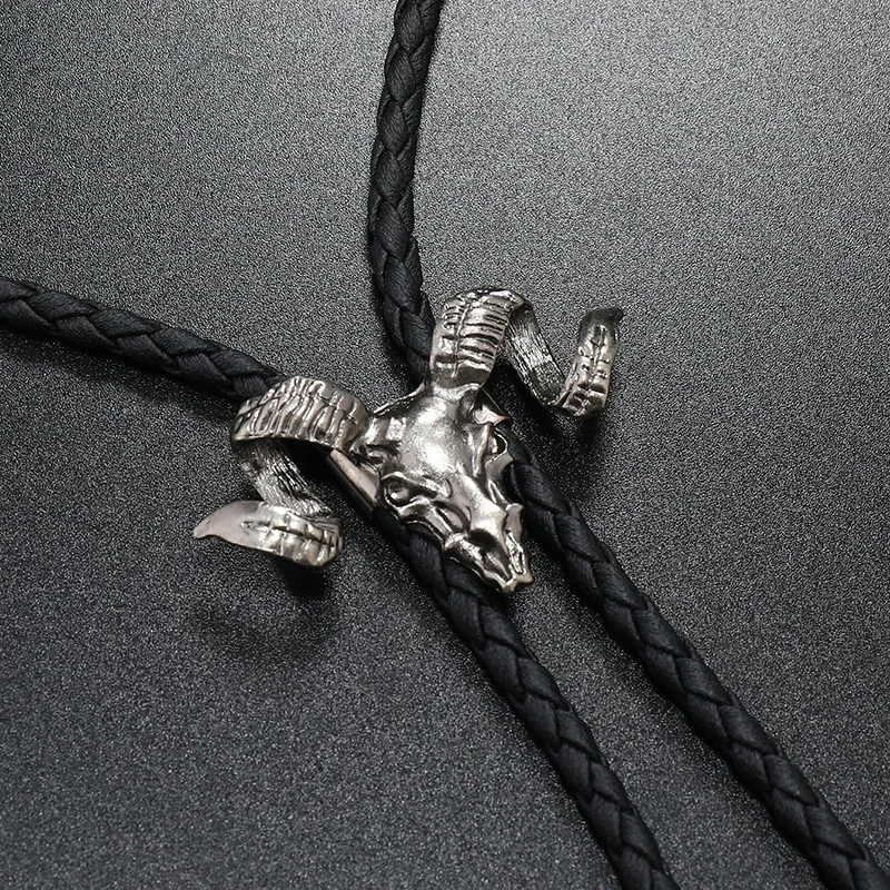 RechicGu Bolo-Krawatte mit Bullenkopf-Anhänger, Western-Cowboy-Krawatte für Herren, Lederseil, Halskette, Zubehör, Damen, Schmuck, Geschenke – Detail 7