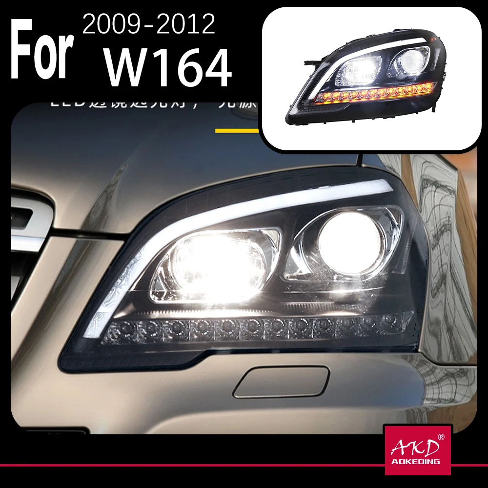 

AKD Car Model for Benz W164 LED Headlight 2009-2012 Headlights ML350 ML500 DRL Turn Signal High Beam Angel Eye Projector Lens