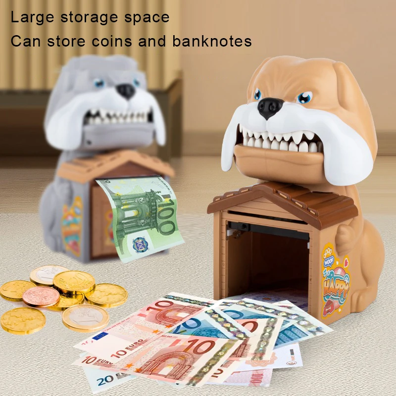 

Children's Cute Dog Puppy Animal Cartoon Piggy Bank, ATM Machine Safe Box Automatic Music Rolling in Money, Gift