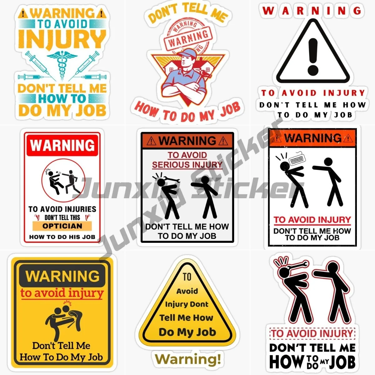 Creative and Humorous WARNING TO AVOID INJURY DON'T TELL ME HOW TO DO MY JOB Vinyl Waterproof Self-adhesive Car Stickers