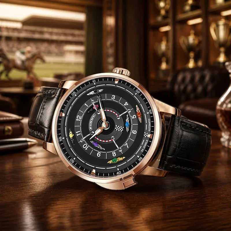 PINDU Brand Original Design Competitive Horse Racing Mechanical Watch Equipped With NH35 Movement Original Leather Watch For Men