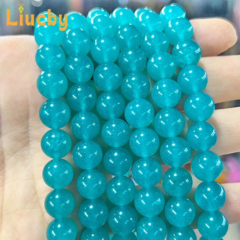 Natural stone Amazonite Blue Chalcedony Jades Beads For Jewelry Making DIY Shining brightly Necklace Earrings Rings 15