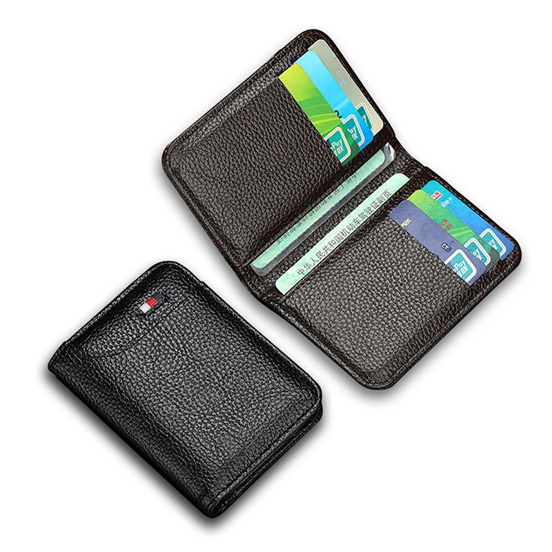 Porte-cartes de luxe en cuir fin pour hommes et femmes, mini portefeuille pour hommes, petit sac à main de poche, porte-cartes de crédit bancaire