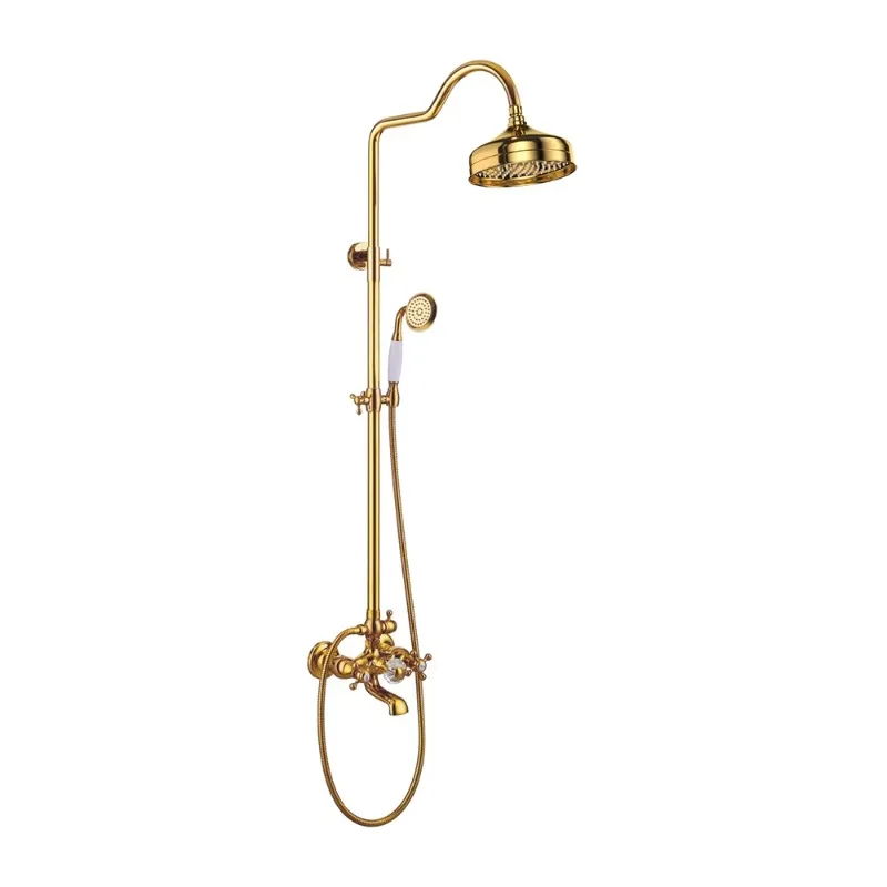 Rose Gold Brass Thermostatic Shower Set Hot Cold Bathroom Tap with Rain Spray Pattern  Mixer Faucet