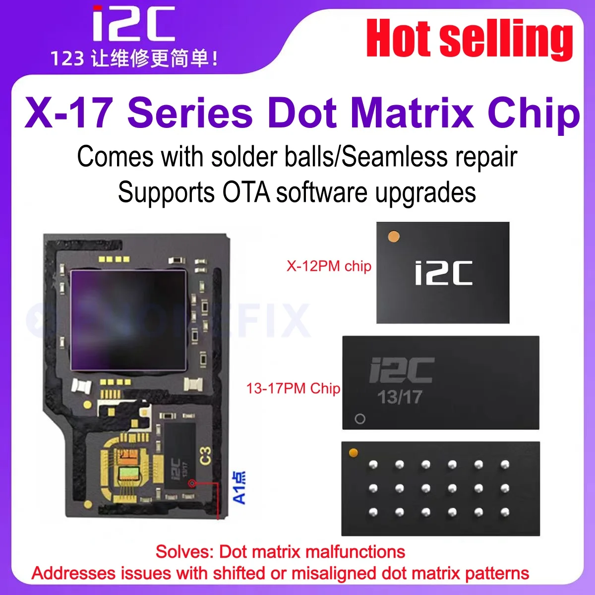 I2C Integrated Face ID Repair Chip Dot Projector IC for IPhone X-12PM IP13-17ProMax IPad Pro 3/4/11 Face ID Dot Matrix Repair