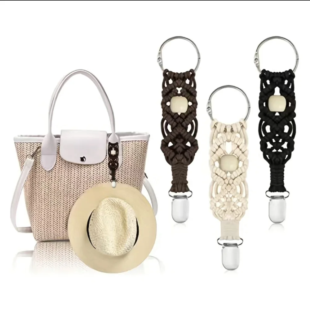 Detachable Weave Hat Keeper Clip Multifunctional PU Leather Travel Hat Clip Hat Strap Solid Color Hat Holder Luggage