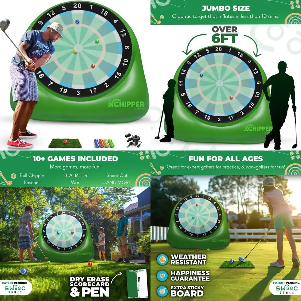 

Giant Golf Darts Game | 6ft Tall Bull Chipper™ with 10+ Games, Air Pump, for Outdoor Fun & Family Activities