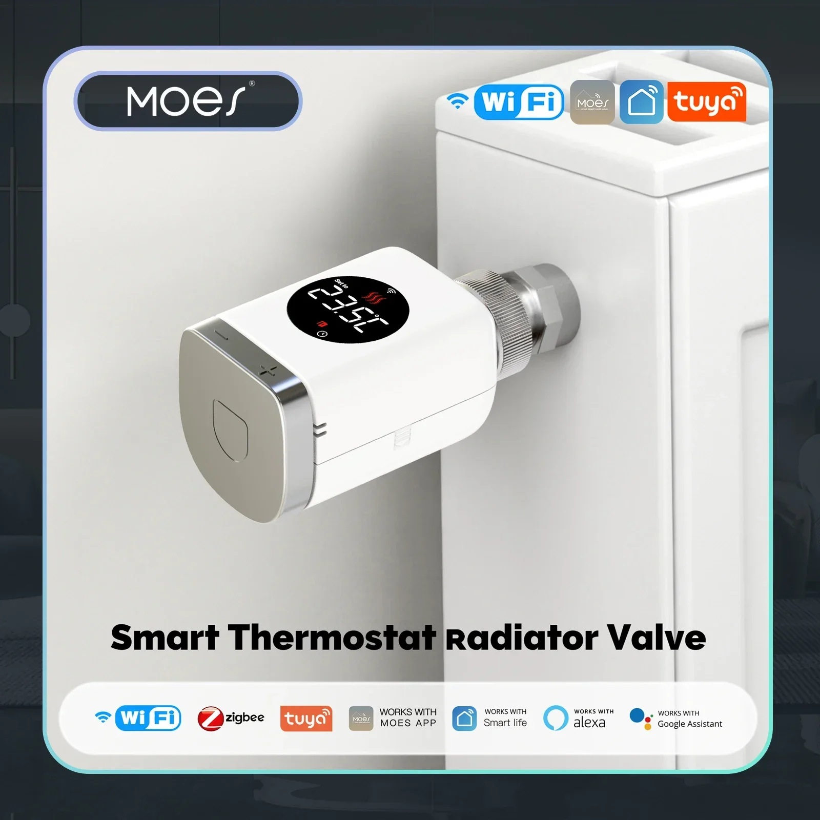 Moes inteligente wifi/zigbee válvula termostática do radiador trv programável app controlador de temperatura remoto suporte alexa google casa